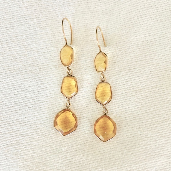 Citrine Faceted Drop Earrings - Picture 1 of 2